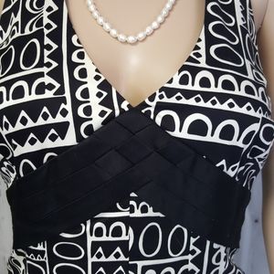 Jones New York Black and White Patterned Dress